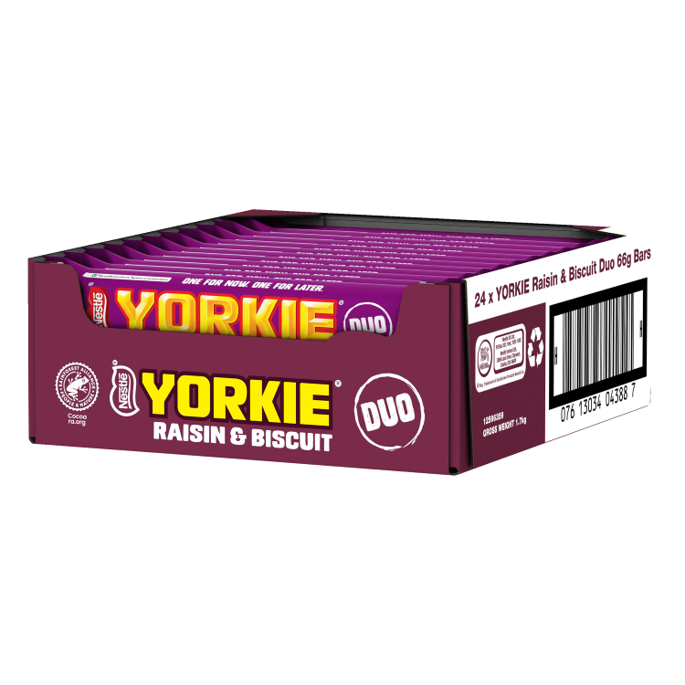 Yorkie DUO Raisin & Biscuit Chocolate Bar 66g - Mobile