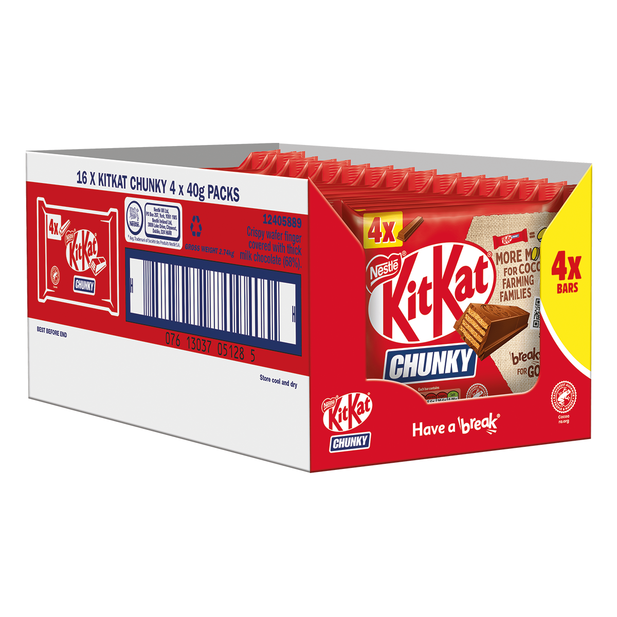 Kitkat Chunky Milk Chocolate Bar 4 Pack Multipack 128g - Product