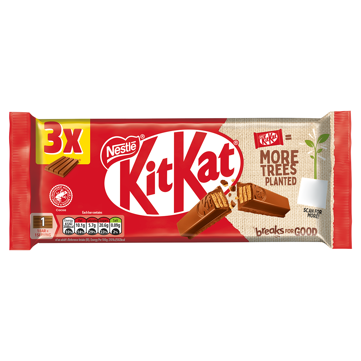 Kitkat 4 Finger Milk Chocolate Biscuit Bar 3 Pack Multipack 124g - Desktop