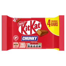 Kitkat Chunky Milk Chocolate Bar 4 Pack Multipack 128g - Thumbnail