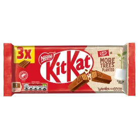 Kitkat 4 Finger Milk Chocolate Biscuit Bar 3 Pack Multipack 124g - Thumbnail